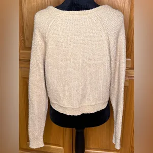 Free People V-Neck High Low Slouchy‎ Cropped Textured Knit Sweater Camel Size XS thumbnail 13
