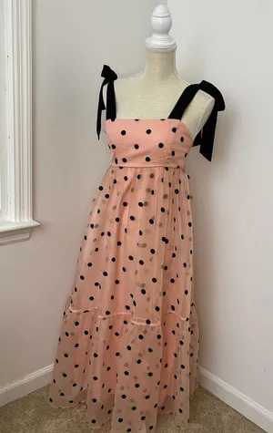 Pink and Black Polka Dot Dress with Bows - Boutique Brand NEW - Small thumbnail 2
