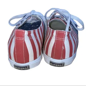 Superga USA Flag Sneakers Womens 10‎ Canvas Lace Up Americana Red White Blue thumbnail 5