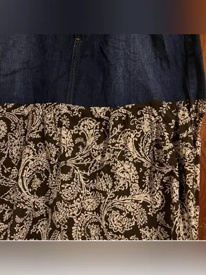 Y2K Denim & Paisley Patchwork Maxi Skirt | Boho Cottagecore Western Festival thumbnail 2