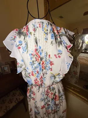Abercrombie & Fitch Floral Midi Dress with Ruffle Sleeves thumbnail 7