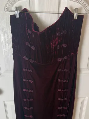 Sau Lee Vesper Strapless Velvet Gown in Wine / Burgundy 12 thumbnail 6