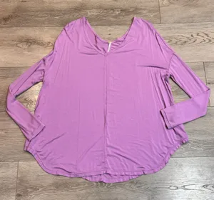 Free People‎ Magical Moonshine Tunic Purple V Neck Long Sleeve Top Shirt Small S thumbnail 1