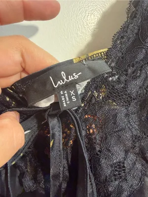 Lulus Judith Floral Jacquard Satin Lace Maxi Slip Dress Black XS NWT $110 thumbnail 7