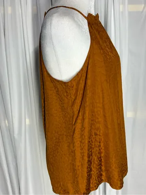 🆕Lost April Womens Halter Neck Jackquard Leopard Print Tank Top - Rust Size M thumbnail 4