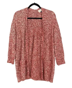 Universal Threads Cotton Blend Red Heathered Cardigan Sweater Women’s Size Large thumbnail 1