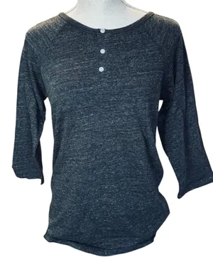 URBAN OUTFITTERS BDG Dark Grey 3 Button 3/4 Sleeve Henley Tee Size Small NWOT thumbnail 1