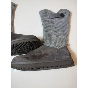 UGG Shaina Sweater Knit Cuff Boots Gray Suede Women's 8 1012534 thumbnail 5