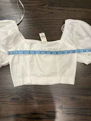 Aerie White Cropped Puff Sleeve Crop Top thumbnail 2