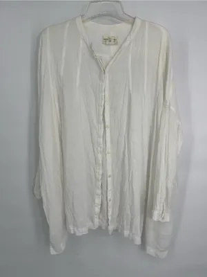Denim & Supply Ralph Lauren White Viscose Button Down Overshirt Shirt Size L thumbnail 5