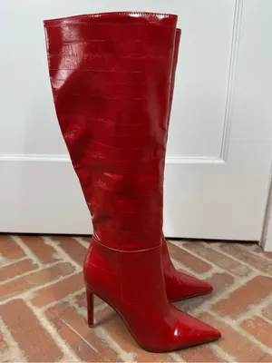 Steve Madden Nitro Red Eel Knee High Boots Size 7.5 Party Night Out Fun Sexy thumbnail 2