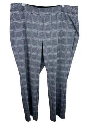 Lane Bryant Black White Checkered Plaid High Rise Straight Leg Pull‎ On Pants 22 thumbnail 1