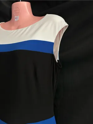 Ralph Lauren Women's Black A-Line Dress Blue & White Stripes SZ 10 thumbnail 3