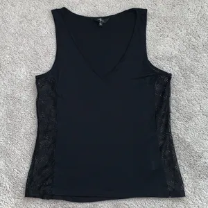 7 For All Mankind Black Sheer Tank Top Lace M thumbnail 2
