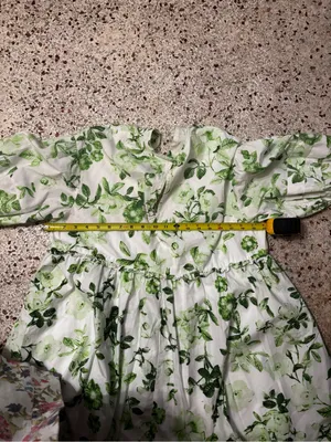 Maeve by Anthropologie V-Neck Tunic Dress in a white and green floral large thumbnail 8