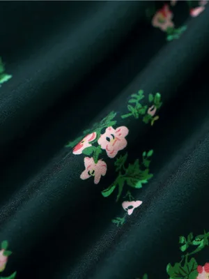 Rihoas Green Puffed Sleeve Floral Midi Dress thumbnail 8