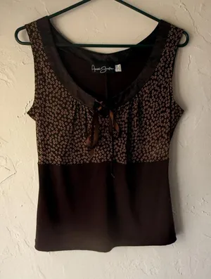 Annah‎ Stretton Vintage Y2k Small Sleeveless Bow Circle Print Babydoll Top thumbnail 1