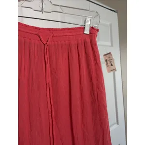 Aeropostale Crochet Inset High Low Maxi Skirt Womens M Pink Boho Rayon Gauze thumbnail 3