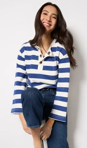 Evereve Bailey Striped Grommet Sweatshirt Size Small thumbnail 1