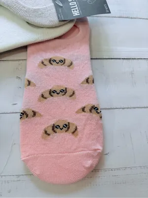 Hello Socks! Set of 3 Liners Coffee,Croissants Stripes NWT thumbnail 4