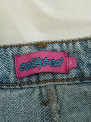 Edikted Chiara Denim Micro Skirt in Light Blue thumbnail 4