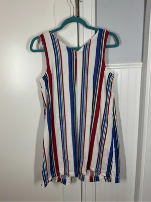 Old Navy railroad Striped Button Front Cotton Shift Dress Sleeveless Pockets thumbnail 8