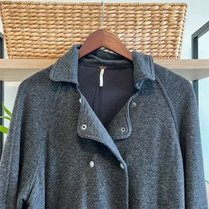 Free People Lined French Terry Long Anorak Peacoat Jacket/Pullover Cardigan, S thumbnail 3