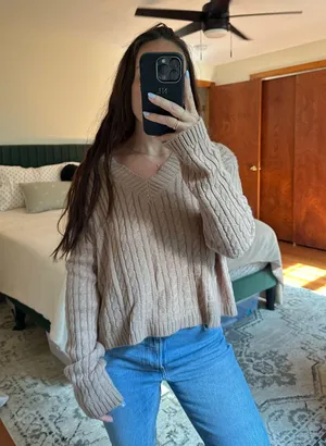 Cable Knit Sweater Tan thumbnail 2