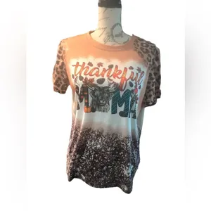 Thankful Mama Brown Short Sleeve Fall Top Large thumbnail 2