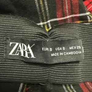Zara Women's Red Plaid Checkered Zipper Front Skinny High Rise Legging Pants S thumbnail 5