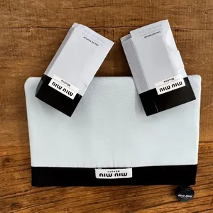 BEAUTIFUL Light Blue & Black Miu Miu Cosmetics Bag w/ TWO perfume samples! NEW thumbnail 1