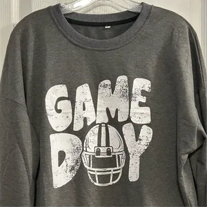 Game Day Football Sweatshirt Unisex L Gray Graphic Pullover‎ Crew Neck thumbnail 4