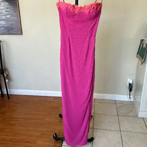 HOUSE OF CB 'Aiza'‎ Raspberry Lace Trimmed Maxi Dress NWOT size XS thumbnail 9
