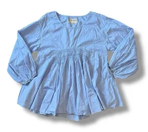 FREE PEOPLE We The Free Smocked Babydoll Tunic Women's‎ Size S Blue thumbnail 1