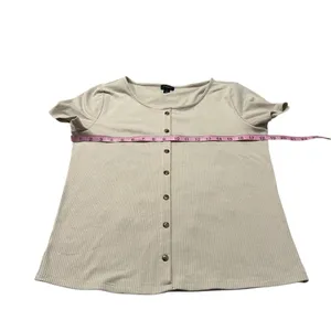 ANN TAYLOR beige ribbed top thumbnail 3