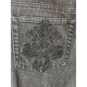 Michael Kors Black Sequin Fleur De‎ Lis Bootcut Jeans Womens 8P Petite thumbnail 3