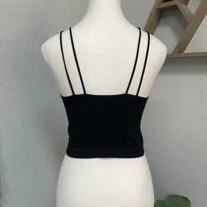 Colsie Black Ribbed Crop Tank Top Double Straps Grunge Alt Summer Spring thumbnail 4
