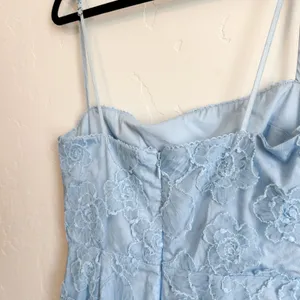 House of CB | Eva Embroidered Floral Corset Maxi Dress in Tuscan Blue | Large thumbnail 9