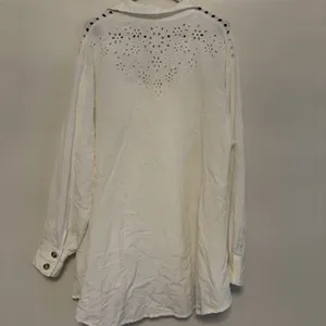$168 FREE PEOPLE Vera Shirtdress M Eyelet Embroidered‎ Linen Blend Ivory White thumbnail 9