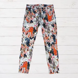 7 For All Mankind Indie Floral Skinny Jeans Statement Boho Orange Blue Size 30 thumbnail 3