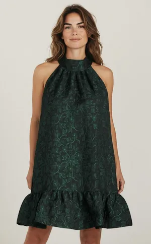 Scoop Womens Dress Size M (8-10) Rainforest Jacquard Mini Swing Casual Neck Tie thumbnail 1