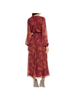 Chelsea28 Maxi Dress Burgundy Size XS Floral Coastal Wedding Bohemian Flowy Cute thumbnail 11