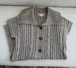 Croft & Barrow Short Sleeve Cardigan L Brown Cable Knit Sweater Boho Grandma Y2K thumbnail 1