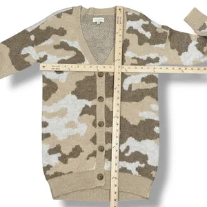 Lucky Brand Dessert Camo V Neck Long Cardigan Sweater Tan Cream‎ Small thumbnail 11