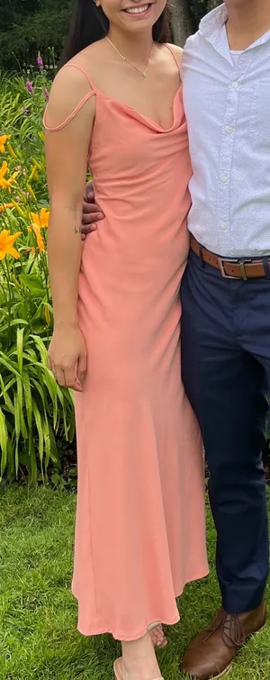 Abercrombie & Fitch Coral-Peach Cowl Neck Maxi Dress thumbnail 1