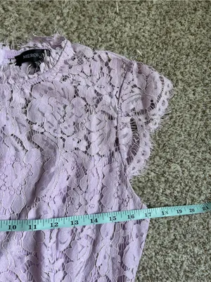 Merokeety Lace Cap-Sleeve Midi Dress Lilac Formal Wedding Guest Pastel Medium thumbnail 6