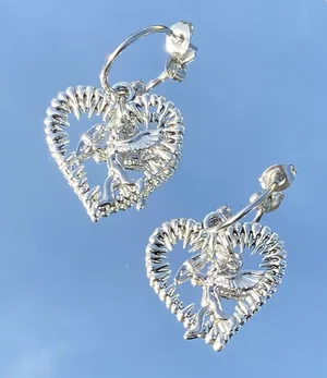 dangle hoop earrings heart angel ⭐️ Original ✨ thumbnail 1