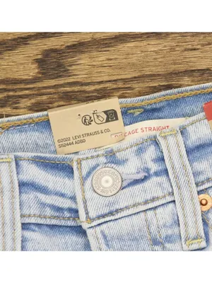 Levi's Womens Ribcage Straight Full Length Jeans Button Fly All Alone Blue 24x32 thumbnail 5