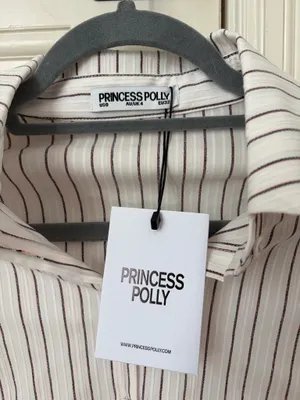 Princess Polly White Striped Button-Up Shirt thumbnail 2