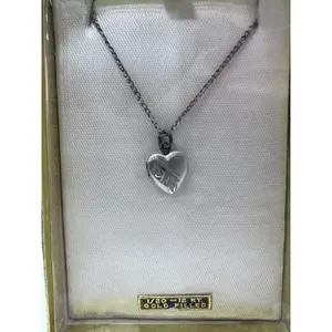 Vintage Heart Locket Necklace 1/20 12K‎ Gold Filled Floral Engraved 9" thumbnail 6